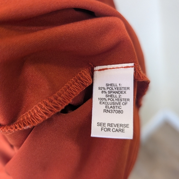 Cato Brand Women Rust Colored Long Sleeve  Lace Trim Romantic Blouse Size Small - Picture 4 of 4